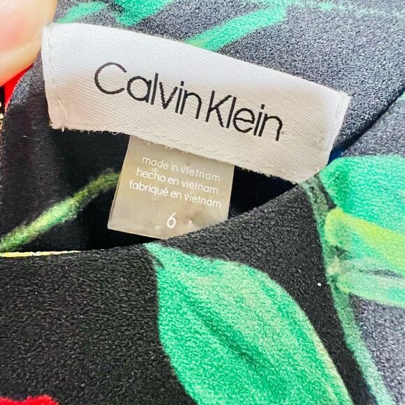 Calvin Klein Women's High Low Sleeveless Midi Scuba Dress Black Floral Size 6 - Picture 5 of 11
